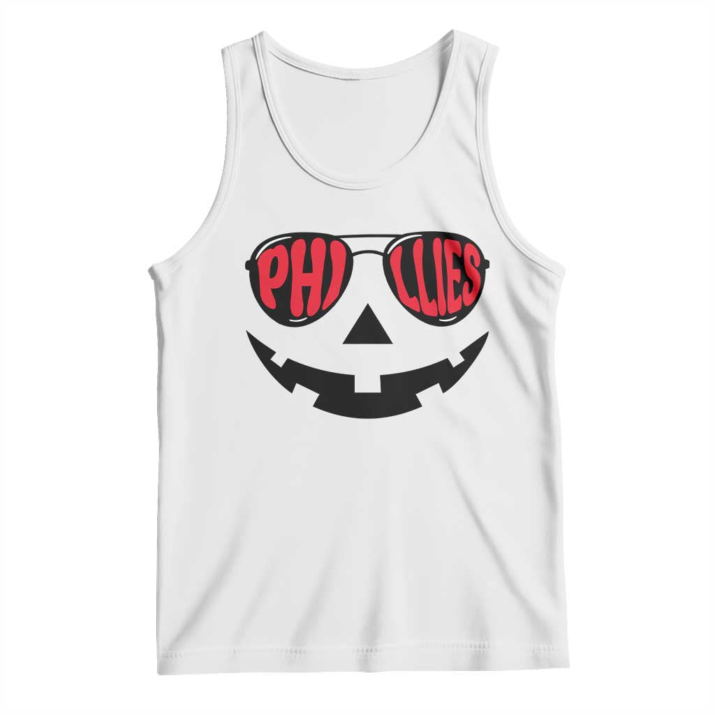 Halloween Philly Tank Top Philadelphia Baseball Red October Jackolantern Pumpkin Face TS10 White Print Your Wear