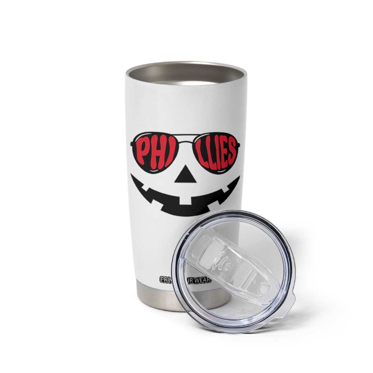 Halloween Philly Tumbler Cup Philadelphia Baseball Red October Jackolantern Pumpkin Face TS10 Print Your Wear