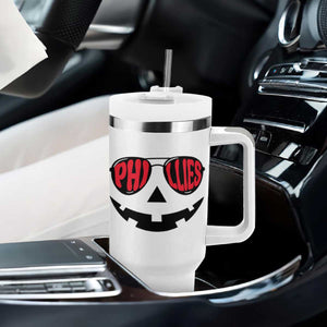 Halloween Philly Tumbler With Handle Philadelphia Baseball Red October Jackolantern Pumpkin Face TS10 Print Your Wear