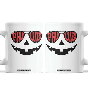 Halloween Philly Coffee Mug Philadelphia Baseball Red October Jackolantern Pumpkin Face TS10 White Print Your Wear