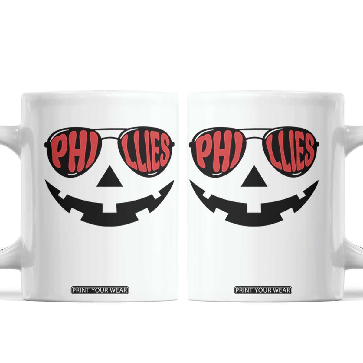 Halloween Philly Coffee Mug Philadelphia Baseball Red October Jackolantern Pumpkin Face TS10 White Print Your Wear