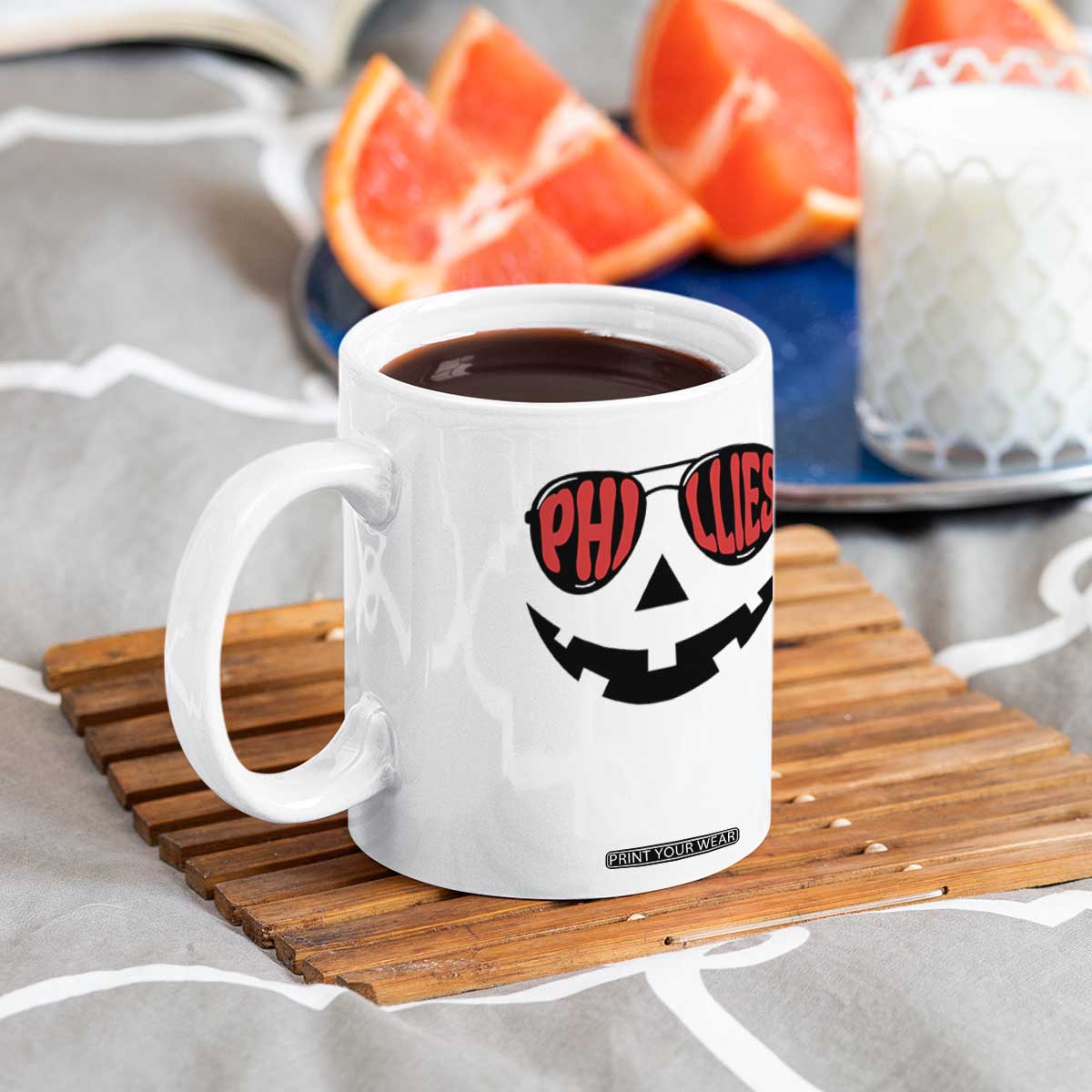 Halloween Philly Coffee Mug Philadelphia Baseball Red October Jackolantern Pumpkin Face TS10 Print Your Wear