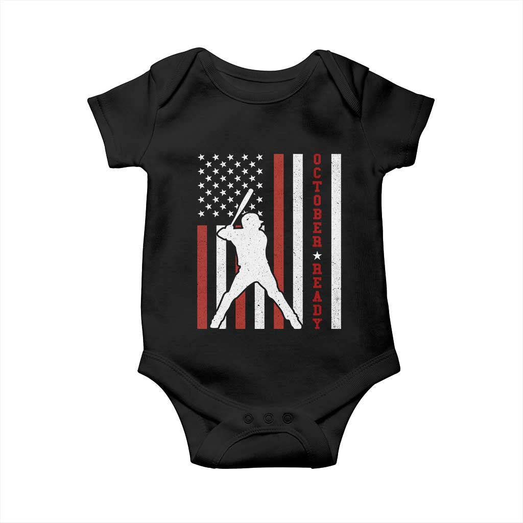 October Ready Baby Onesie Cool Distressed Philadelphia Baseball Fan US Flag TS10 Black Print Your Wear