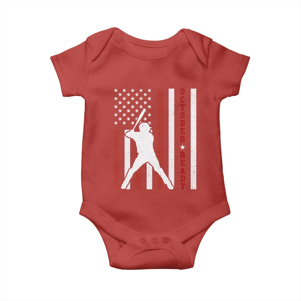 October Ready Baby Onesie Cool Distressed Philadelphia Baseball Fan US Flag TS10 Red Print Your Wear
