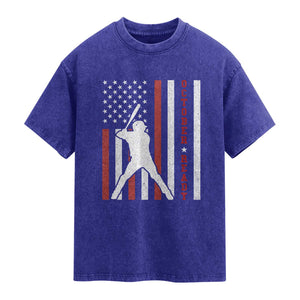 October Ready Washed Cotton T-Shirt Cool Distressed Philadelphia Baseball Fan US Flag TS10 Indigo Blue Print Your Wear