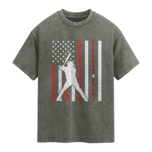October Ready Washed Cotton T-Shirt Cool Distressed Philadelphia Baseball Fan US Flag TS10 Olive Green Print Your Wear