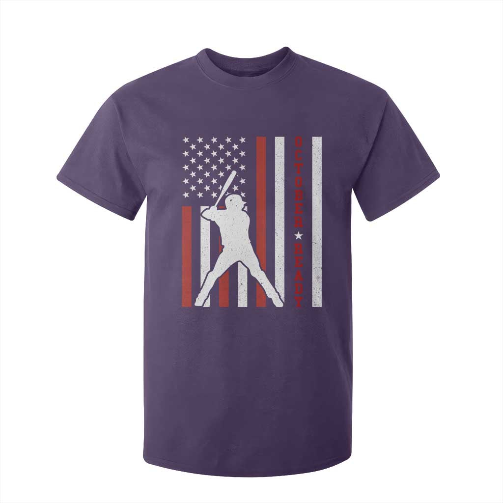 October Ready T Shirt For Kid Cool Distressed Philadelphia Baseball Fan US Flag TS10 Purple Print Your Wear