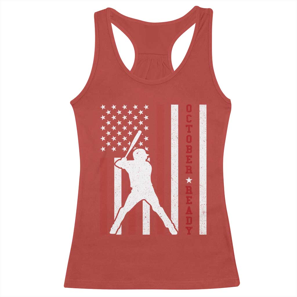 October Ready Racerback Tank Top Cool Distressed Philadelphia Baseball Fan US Flag TS10 Red Print Your Wear