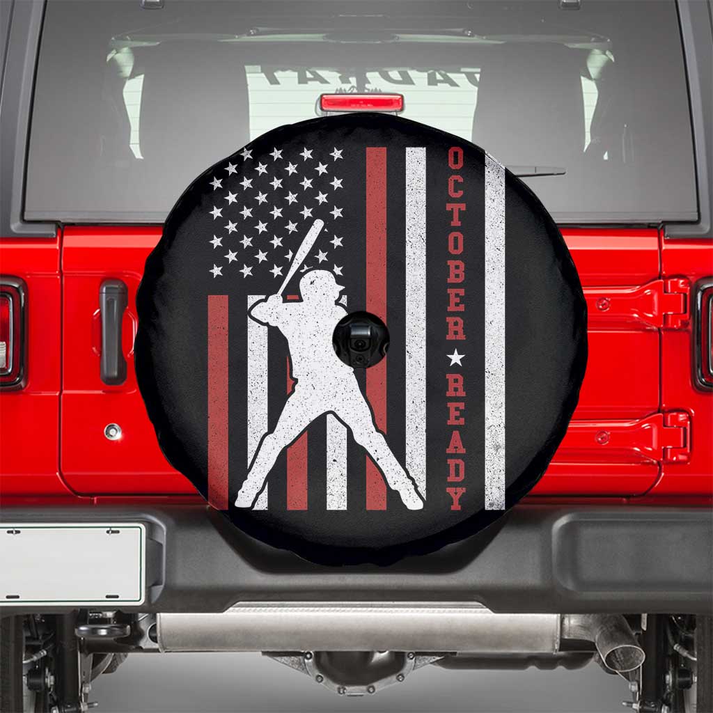 October Ready Spare Tire Cover Cool Distressed Philadelphia Baseball Fan US Flag TS10 Black Print Your Wear