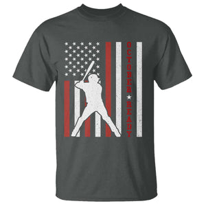 October Ready T Shirt - Cool Distressed Philadelphia Baseball Fan US Flag Playoff Tee TS10 Dark Heather Print Your Wear