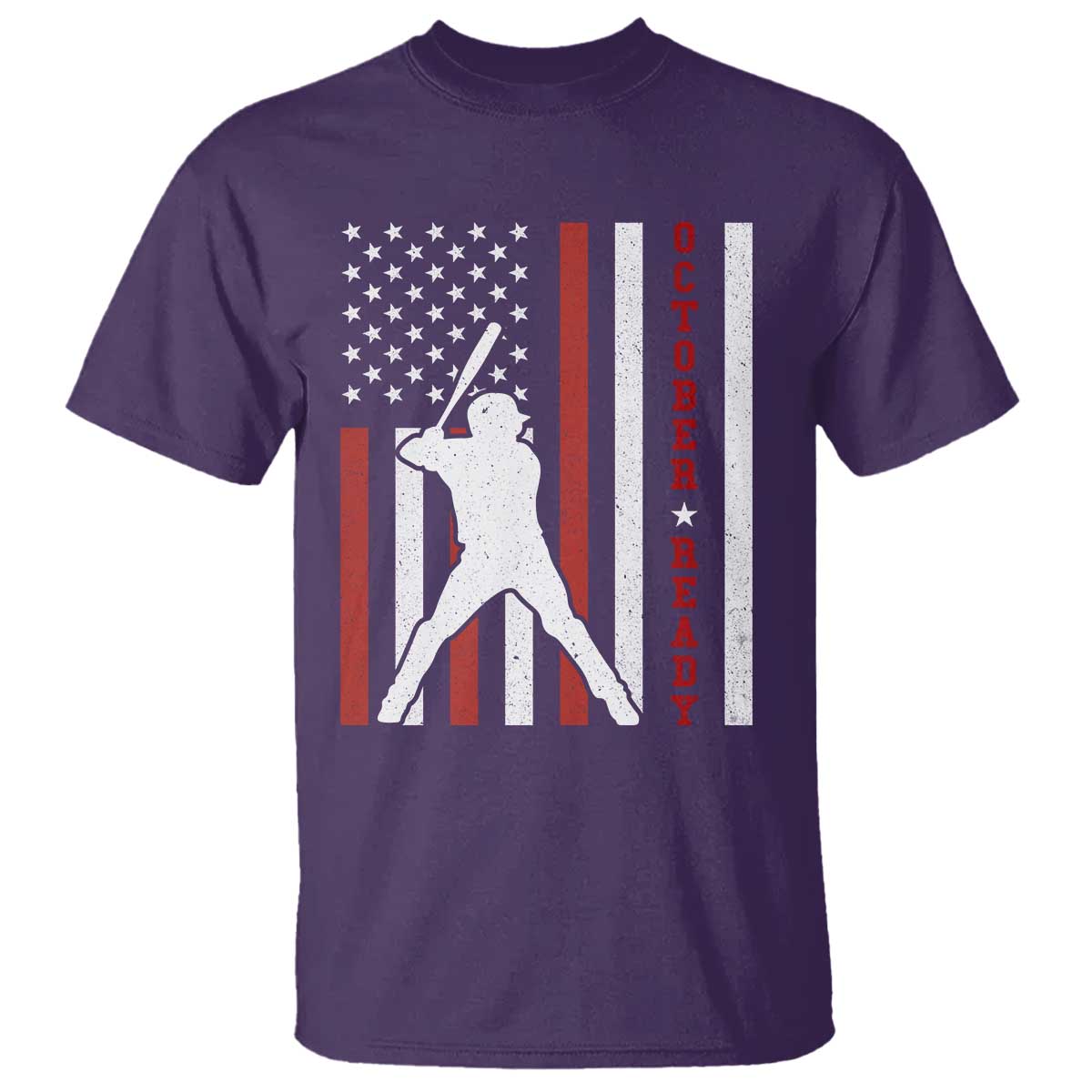 October Ready T Shirt - Cool Distressed Philadelphia Baseball Fan US Flag Playoff Tee TS10 Purple Print Your Wear