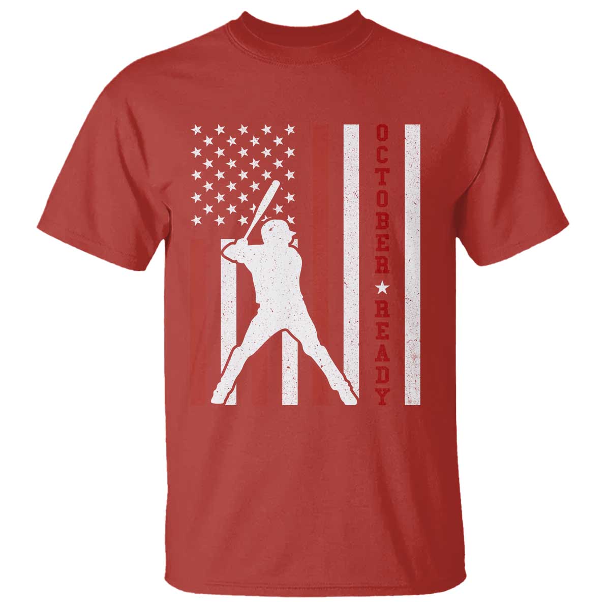 October Ready T Shirt - Cool Distressed Philadelphia Baseball Fan US Flag Playoff Tee TS10 Red Print Your Wear