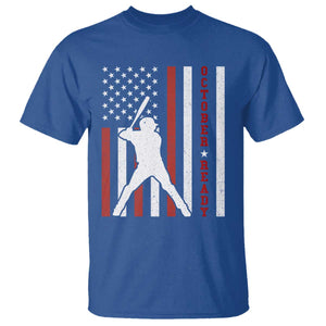October Ready T Shirt - Cool Distressed Philadelphia Baseball Fan US Flag Playoff Tee TS10 Royal Blue Print Your Wear