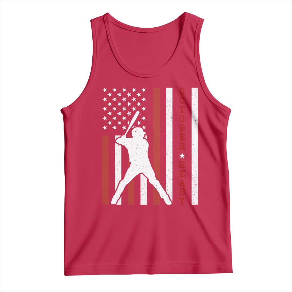 October Ready Tank Top Cool Distressed Philadelphia Baseball Fan US Flag TS10 Red Print Your Wear