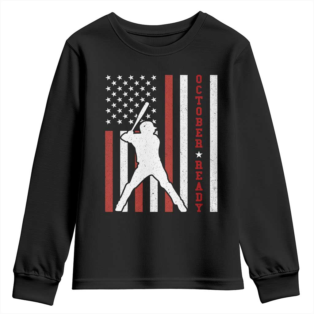 October Ready Youth Sweatshirt Cool Distressed Philadelphia Baseball Fan US Flag TS10 Black Print Your Wear