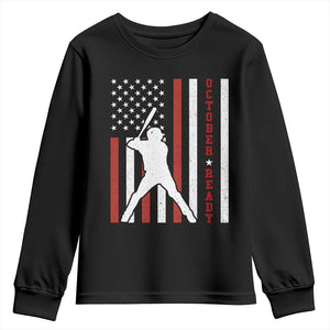 October Ready Youth Sweatshirt Cool Distressed Philadelphia Baseball Fan US Flag TS10 Black Print Your Wear