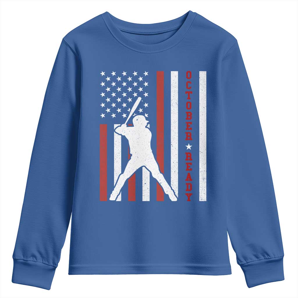 October Ready Youth Sweatshirt Cool Distressed Philadelphia Baseball Fan US Flag TS10 Royal Blue Print Your Wear