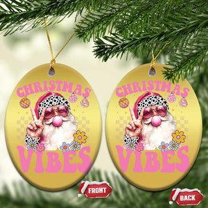 Retro Santa Christmas Ornament Pink Xmas Vibes Groovy Santa Claus Womens Kids Girls Gifts TS10 Oval Gold Print Your Wear