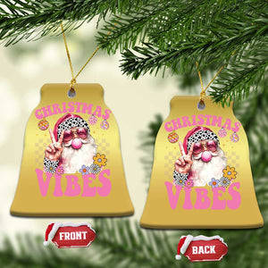 Retro Santa Christmas Ornament Pink Xmas Vibes Groovy Santa Claus Womens Kids Girls Gifts TS10 Bell Flake Gold Print Your Wear