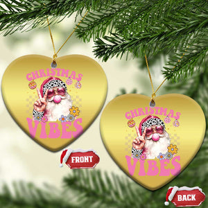 Retro Santa Christmas Ornament Pink Xmas Vibes Groovy Santa Claus Womens Kids Girls Gifts TS10 Heart Gold Print Your Wear