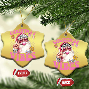 Retro Santa Christmas Ornament Pink Xmas Vibes Groovy Santa Claus Womens Kids Girls Gifts TS10 Snow Flake Gold Print Your Wear