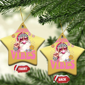 Retro Santa Christmas Ornament Pink Xmas Vibes Groovy Santa Claus Womens Kids Girls Gifts TS10 Star Gold Print Your Wear