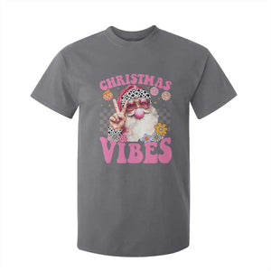 Retro Christmas Santa T Shirt For Kid Pink Xmas Vibes Groovy Santa Claus Womens Kids Girls Gifts TS10 Charcoal Print Your Wear