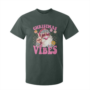 Retro Christmas Santa T Shirt For Kid Pink Xmas Vibes Groovy Santa Claus Womens Kids Girls Gifts TS10 Dark Forest Green Print Your Wear