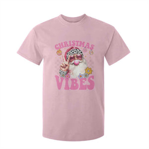 Retro Christmas Santa T Shirt For Kid Pink Xmas Vibes Groovy Santa Claus Womens Kids Girls Gifts TS10 Light Pink Print Your Wear