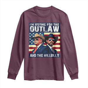 Trump Vance '24 Long Sleeve Shirt Vintage 2024 Flag Outlaw Hillbilly TS10 Maroon Print Your Wear