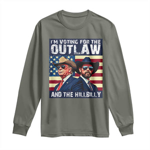 Trump Vance '24 Long Sleeve Shirt Vintage 2024 Flag Outlaw Hillbilly TS10 Military Green Print Your Wear