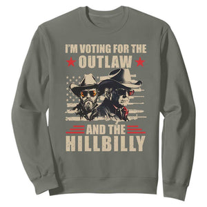 Trump Vance 2024 Sweatshirt Vintage Flag Outlaw Hillbilly '24 TS10 Military Green Print Your Wear