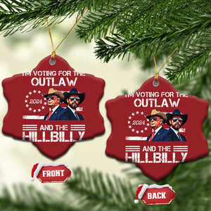 Trump Vance '24 Christmas Ornament Trump I'm Voting For The Outlaw And Hillbilly TS10 Snow Flake Red Print Your Wear