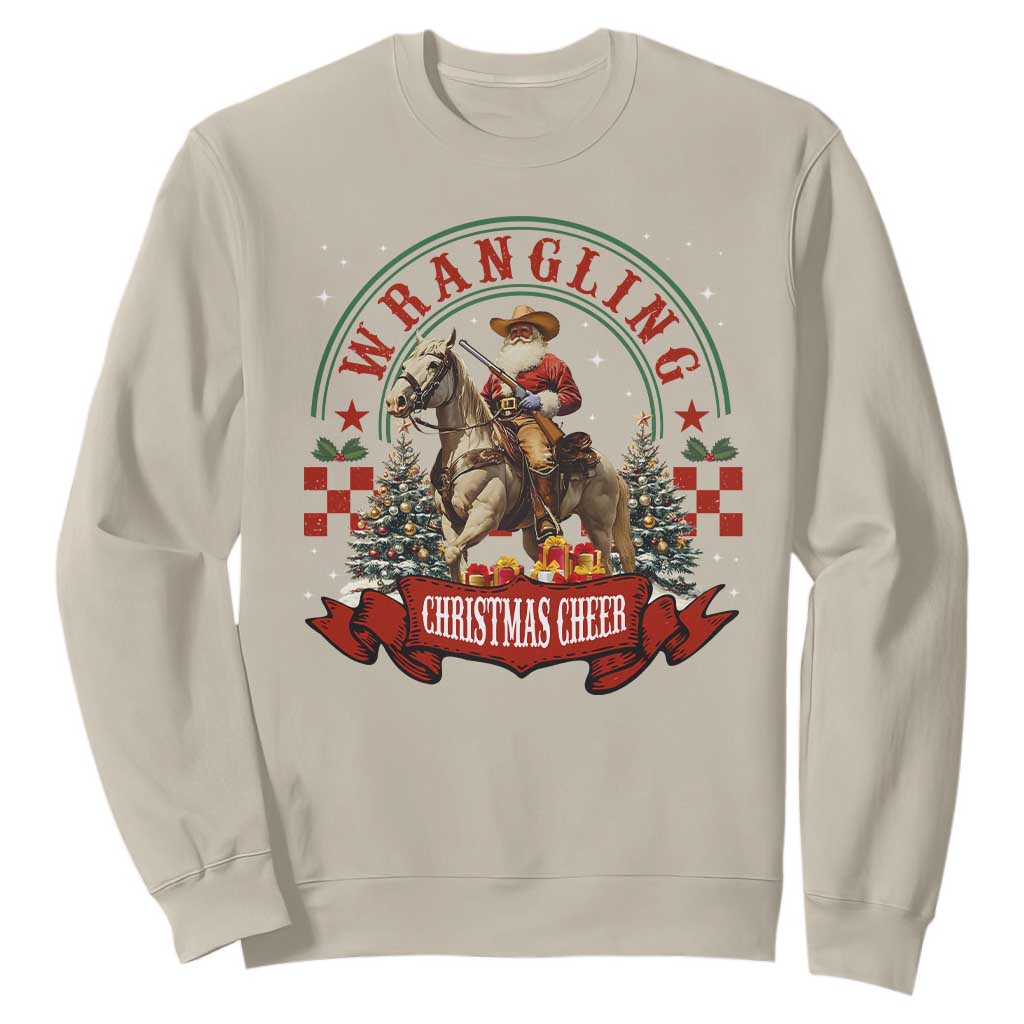 Western Christmas Sweatshirt Howdy Country Christmas Horse Xmas Cheer TS10 Sand Print Your Wear