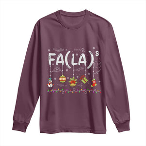 Funny Christmas Long Sleeve Shirt FA (LA)8 Funny Xmas Santa Fa La Math Teacher Student TS10 Maroon Print Your Wear