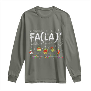 Funny Christmas Long Sleeve Shirt FA (LA)8 Funny Xmas Santa Fa La Math Teacher Student TS10 Military Green Print Your Wear