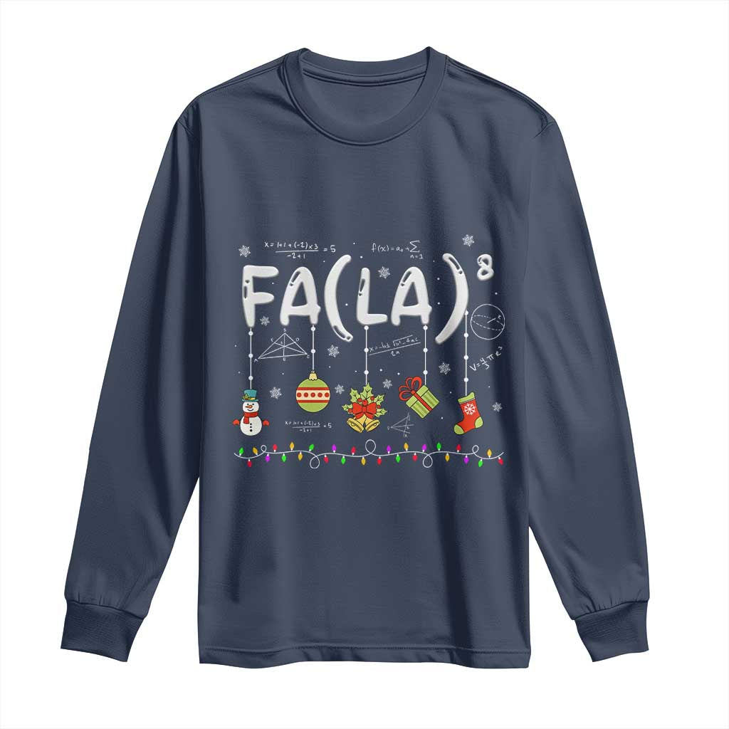 Funny Christmas Long Sleeve Shirt FA (LA)8 Funny Xmas Santa Fa La Math Teacher Student TS10 Navy Print Your Wear