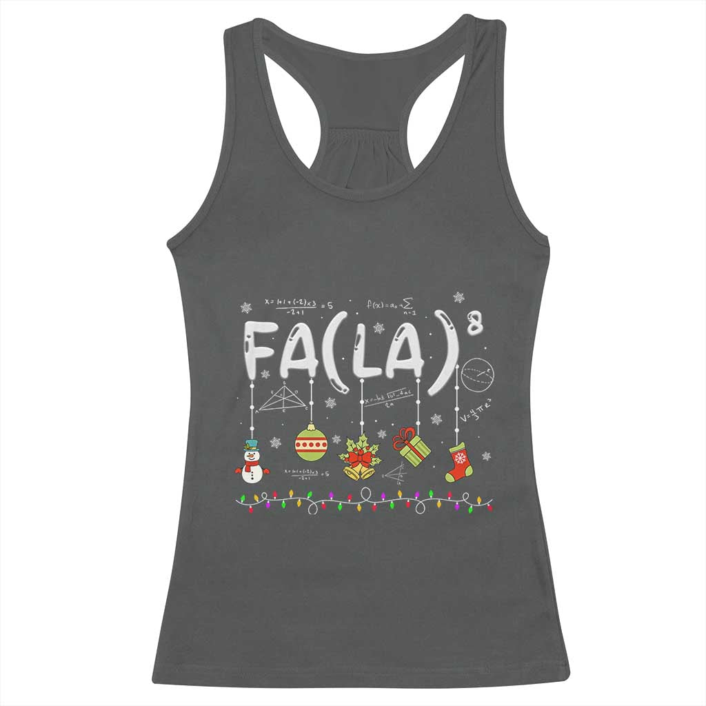 Funny Christmas Racerback Tank Top FA (LA)8 Funny Xmas Santa Fa La Math Teacher Student TS10 Dark Heather Print Your Wear