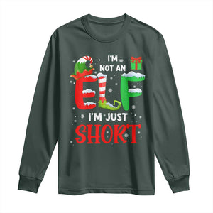 Funny Christmas Long Sleeve Shirt I'm Not An Elf Just Short Xmas TS10 Dark Forest Green Print Your Wear