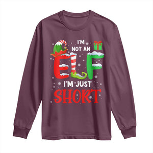 Funny Christmas Long Sleeve Shirt I'm Not An Elf Just Short Xmas TS10 Maroon Print Your Wear