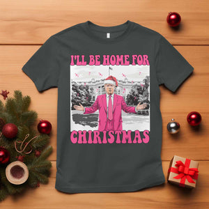 Funny Trump 2024 T Shirt Pink Trump I'll Be Home for Christmas Santa Republican Xmas Gift TS10 Dark Heather Print Your Wear