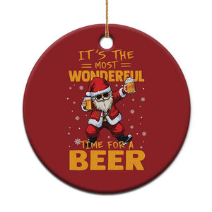 Funny Christmas Santa Claus Drinking Beer Wonderful Time Christmas Ornament TS10 Print Your Wear