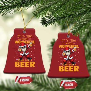 Funny Christmas Santa Claus Drinking Beer Wonderful Time Christmas Ornament TS10 Bell Flake Red Print Your Wear