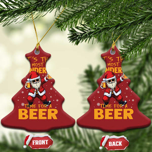 Funny Christmas Santa Claus Drinking Beer Wonderful Time Christmas Ornament TS10 Christmas Tree Red Print Your Wear