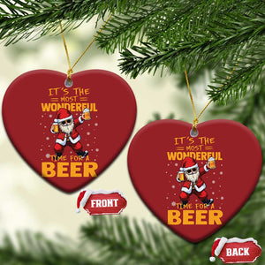 Funny Christmas Santa Claus Drinking Beer Wonderful Time Christmas Ornament TS10 Heart Red Print Your Wear