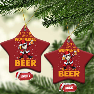 Funny Christmas Santa Claus Drinking Beer Wonderful Time Christmas Ornament TS10 Star Red Print Your Wear