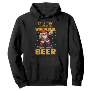 Funny Christmas Santa Claus Drinking Beer Wonderful Time Hoodie TS10 Black Print Your Wear