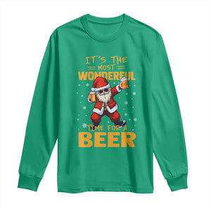 Funny Christmas Santa Claus Drinking Beer Wonderful Time Long Sleeve Shirt TS10 Irish Green Print Your Wear