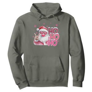 Christmas Couple Matching Hoodie Pink Santa Claus Ho Ho Ho TS10 Military Green Print Your Wear