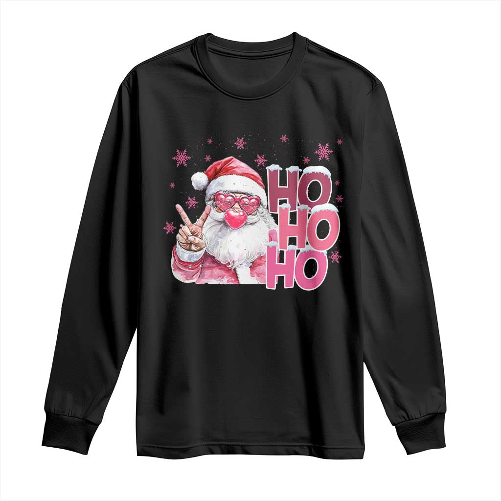 Christmas Couple Matching Long Sleeve Shirt Pink Santa Claus Ho Ho Ho TS10 Black Print Your Wear